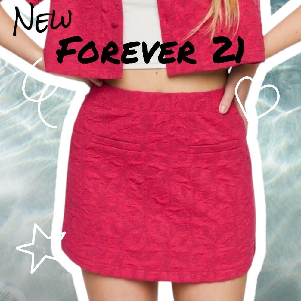 New NWT Forever 21 Jacquard A Line Mini Skirt - Sparkle Pink - Small